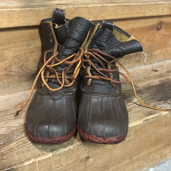 LL Bean Duck Boots 8’ Bison Dark Brown/Red - Picture 1 of 9